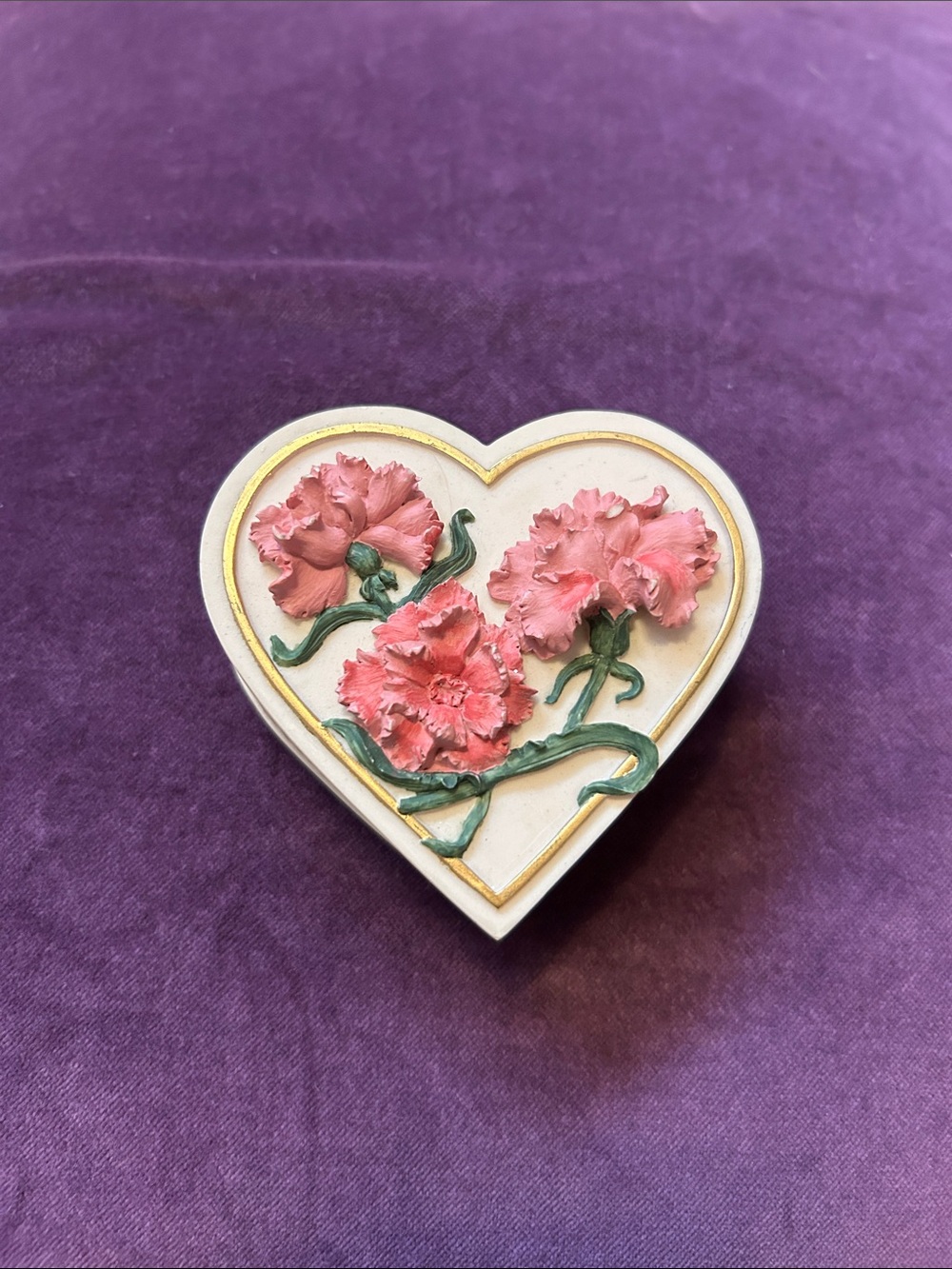 Heart-Shaped Floral Trinket or jewellery Box in Pink and Cream